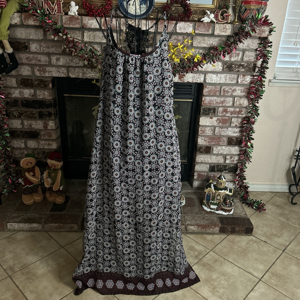 Joe Elle Maxi Dress Womens Size M Side Slit Lace Racerback Peasant Boho